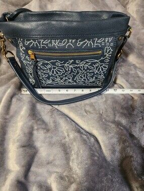 The Sak Embroidered Navy Shoulder Bag